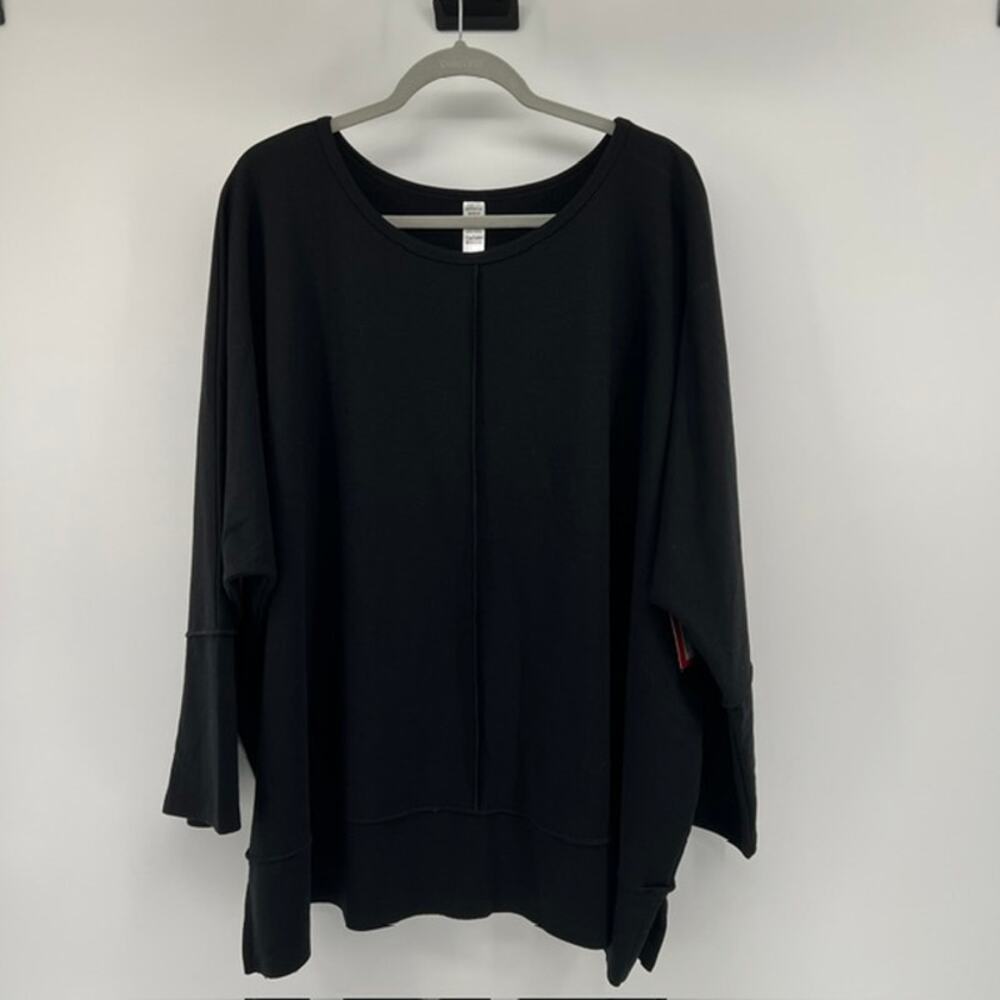 NEW Spanx PLT Perfect Length Dolman Sweatshirt Womens 3XL Black Loungewear Soft
